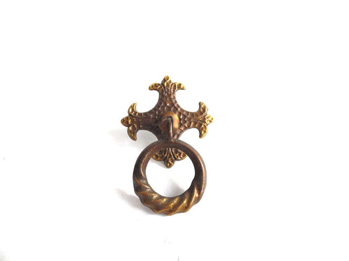 UpperDutch:Hooks and Hardware,Cabinet pull, drawer handle. Vintage drop ring pull. Metal restoration hardware, ornate drawer knob.