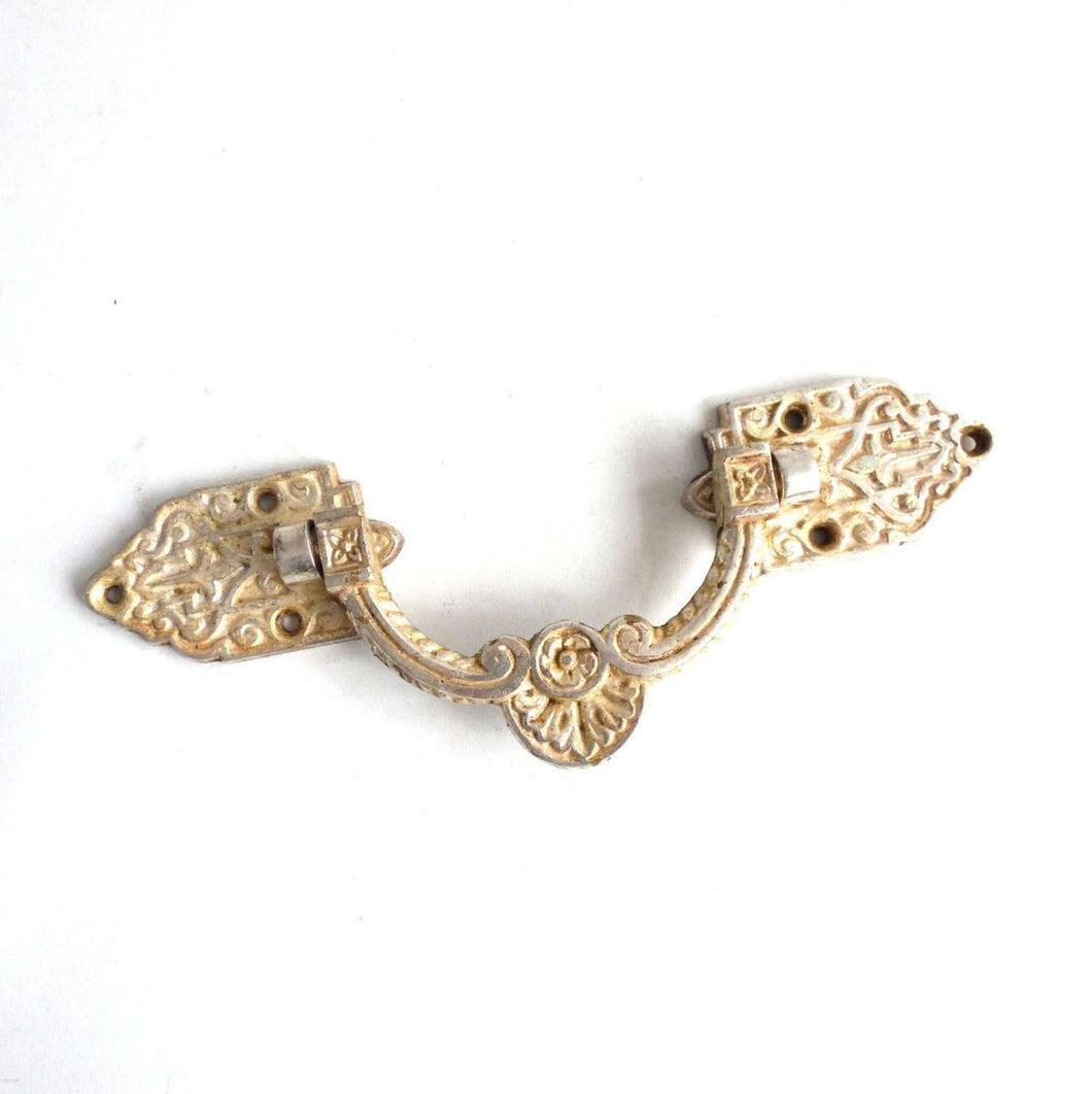 UpperDutch:Hooks and Hardware,ONE Vintage Large Drawer Handle / Shabby Drawer Handle / Chipped Drawer Handle / Silver Colored Handle / Huge Drawer Handle