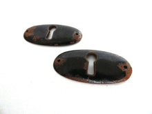 UpperDutch:Hooks and Hardware,Keyhole covers. Set of 2 Black shabby keyhole covers, Rustic, shabby key hole frame, Vintage metal Escutcheon / plate