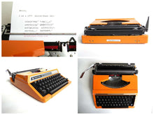 UpperDutch:Typewriter,1970's Orange typewriter, Silver-Reed SR 100 working typewriter made in 1977. Silver Seiko Co Japanese writing machine, QWERTY.