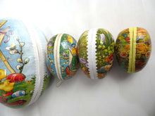 UpperDutch:Home and Decor,Easter Eggs - Set of 4 German Easter Paper Mache Eggs (largest 9 inch!) - Vintage Candy Containers
