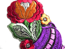UpperDutch:Sewing Supplies,Authentic Collectible Flower Applique, flower basket applique, 1930s embroidered applique. Vintage floral patch, sewing supply.