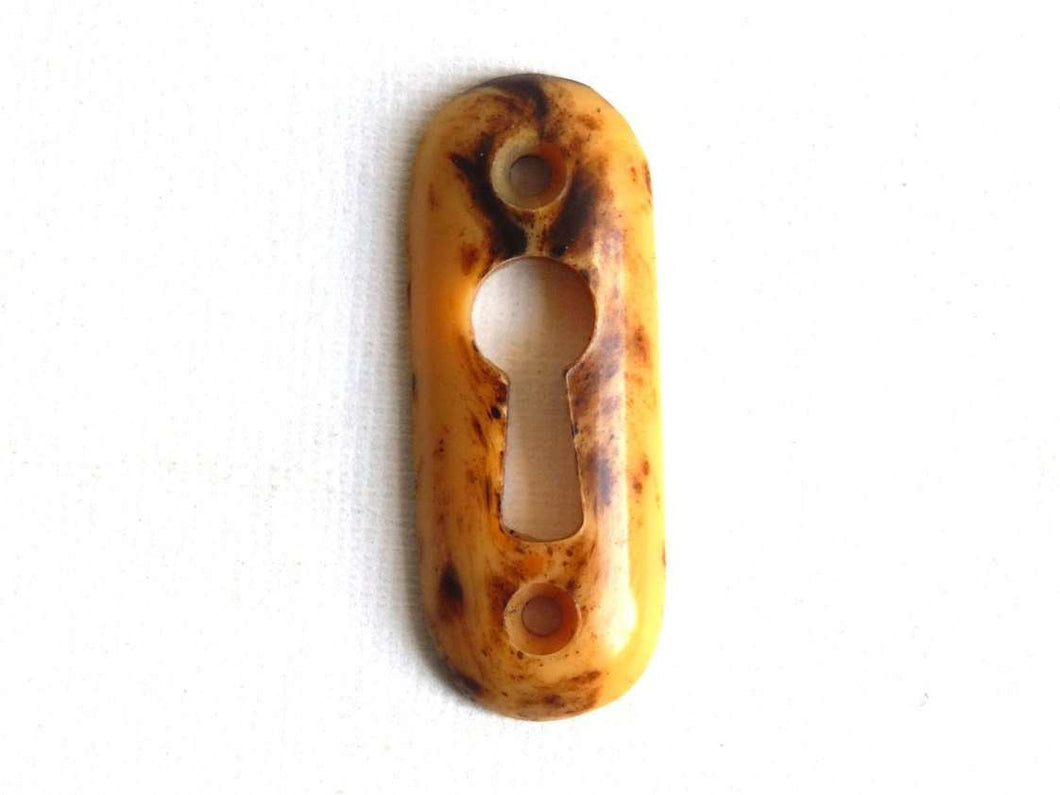UpperDutch:Hooks and Hardware,1 Vintage Keyhole cover plastic rounded escutcheon keyhole frame / plate. marbled brown
