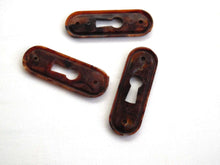 UpperDutch:Hooks and Hardware,1 Vintage Keyhole cover plastic rounded escutcheon key hole frame / plate. marbled brown