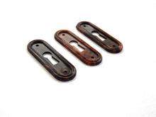 UpperDutch:Hooks and Hardware,1 Vintage Keyhole cover plastic rounded escutcheon key hole frame / plate. marbled brown