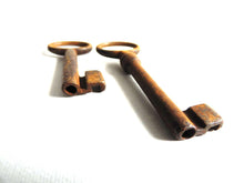 UpperDutch:Hooks and Hardware,Set of 2 Antique Skeleton Keys. Beautiful antique metal keys, skeleton keys,shabby, rusty, rustic.