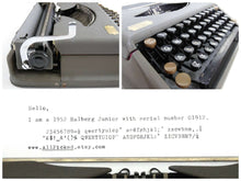 UpperDutch:Typewriter,Working Typewriter 1950's Halberg Junior. QWERTY keyboard. 1952, rare typewriter. Portable Halberg typewriter.