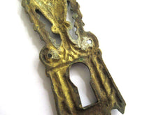 UpperDutch:Keyhole cover,Antique Keyhole cover, escutcheon, Ornate brass keyhole frame, Victorian style.