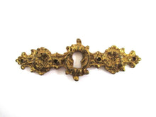 UpperDutch:,Antique Keyhole cover Escutcheon Ornate brass keyhole frame Victorian style Cabinet hardware.