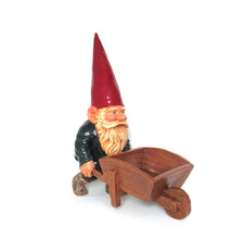 Garden Gnome with wheelbarrow 22 inch after a design by Rien Poortvliet, David the Gnome statue.