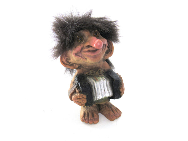 Nyform Troll nr 246 with accordeon handmade in Norway (Goblin, Gremlin, Hob, Imp, Gnome, Hobgoblin, Elf, Pixy)