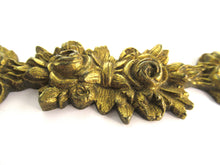 Antique brass embellishment with roses - brass decoration furniture mount.