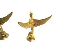 Pair of brass swan ornaments, salvage hardware. Bird decoration. Restoration embellishment.