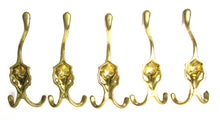 Vintage brass lion head wall hook, coat hook.