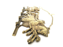 Stunning equestrian wall rack - Antique Brass wall hanging rack with Chariot and Horses - Key Holder.