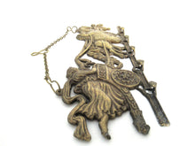 Stunning equestrian wall rack - Antique Brass wall hanging rack with Chariot and Horses - Key Holder.