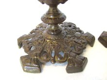 Antique brass candle holder - candlestick holder - set of two antique brass candle holders.