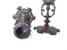 Antique brass candle holder - candlestick holder - set of two antique brass candle holders.