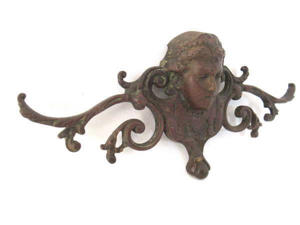 Antique brass pediment - front on - embellishment. #908G8CAK13