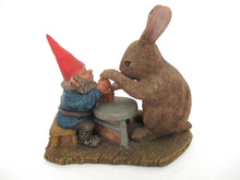 Rabbit playing game with David the gnome: 'Ollekebolleke'. Designed by Rien Poortvliet, produced by AAAAAAA International Co. Ltd.