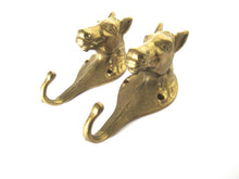 Set of 2 Solid Brass Horse Head Wall hooks, Coat hooks, Hanger, horse head.
