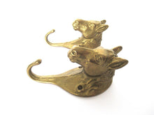 Set of 2 Solid Brass Horse Head Wall hooks, Coat hooks, Hanger, horse head.