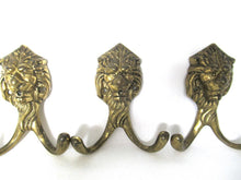 Lion Wall hooks, Set of 3 Brass Lion Head Coat hook, Wall hooks, Solid Brass.