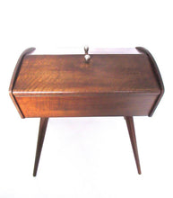 Vintage Wooden Sewing Box on legs. Storage box for sewing supplies or jewelry.