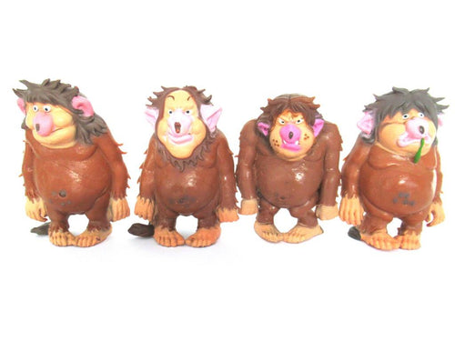 Set of 4 Vintage BRB Trolls, 1980s, David the Gnome, figurine. (Goblin, Gremlin, Hob, Imp, Gnome, Hobgoblin, Elf, Pixy).