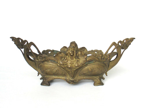 UpperDutch:Planter,Antique Jardiniere, Jugendstil Antique Brass Jardiniere, Victorian style Planter, Art Nouveau.