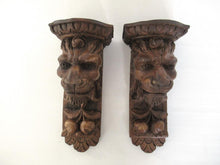 Vintage set of 2 Lion Corbels, furniture, ornament,faux wood, resin.