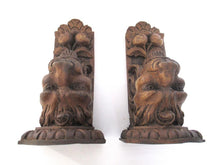 Vintage set of 2 Lion Corbels, furniture, ornament,faux wood, resin.