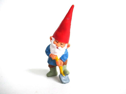 UpperDutch:Gnomes,1 (ONE) Gnome figurine, Gnome after a design by Rien Poortvliet, Brb Gnome, David the Gnome, gnome with shovel.