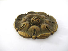 1 (ONE) Flower motif brass furniture applique. Antique Brass embellishment. Authentic hardware, restoration supply.