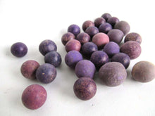 UpperDutch:Marbles,Purple marbles, set of 30 antique clay marbles.