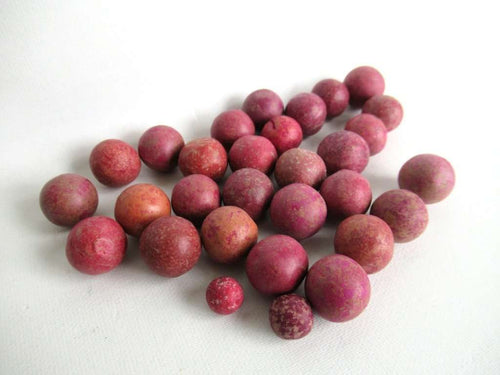 UpperDutch:Marbles,Clay Marbles, Set of 30 Pink Antique Clay Marbles, Antique marbles.
