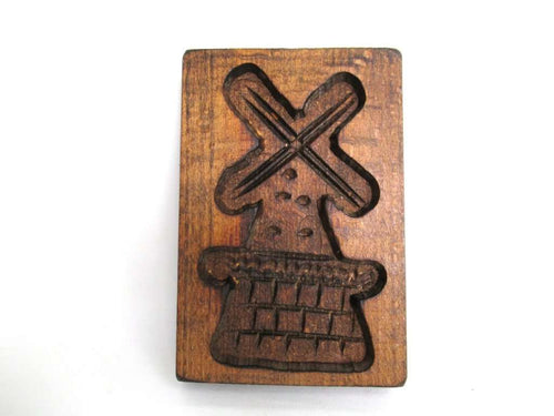 UpperDutch:Cookie Mold,Springerle mold, Vintage Small Windmill Wooden cookie mold.
