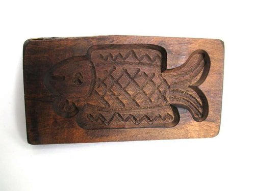 UpperDutch:Cookie Mold,Fish Springerle, Vintage Wooden cookie mold.