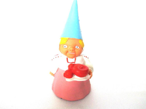 Lisa the Gnome after a design by Rien Poortvliet, Brb Gnome. Serving tea. Tea gift.