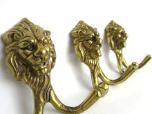 UpperDutch:Hooks and Hardware,Lion Wall hooks, Set of 3 Brass Lion Head Coat hook, Wall hooks, Solid Brass.