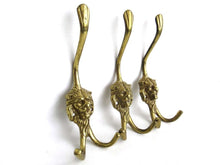UpperDutch:,Set of 3 Brass Lion Head Wall hooks