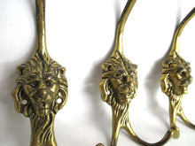 UpperDutch:Hooks and Hardware,Coat hooks, Set of 3 Brass Lion Head Wall hooks