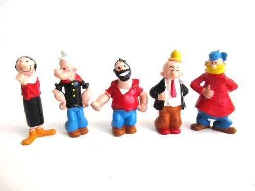 UpperDutch:Figurines,Popeye the sailor man. Set of 5 vintage pvc figurine's Popeye Olive Brutus Wimpy and Dufus