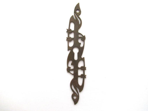 Vintage brass escutcheon. Keyhole cover with flowers for restoration decoration and other projects.
