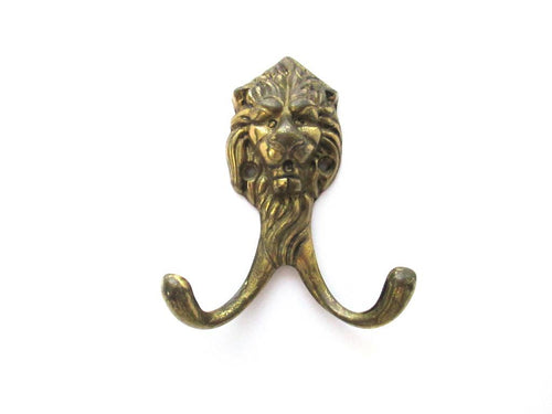 1 (ONE) Lion Head Coat hook Wall hook Solid Brass. Decorative animal storage solution, coat hanger.