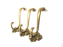 Set of 3 Solid Brass Ornate Wall hook, Coat hook.