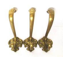 Set of 3 Solid Brass Ornate Wall hook, Coat hook.