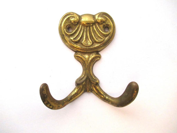 1 (ONE) Brass Towel hook, Kitchen hook, Solid brass coat hook.