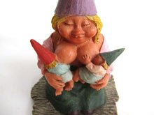 UpperDutch:Gnomes,New born, Breastfeeding Gnome figurine, Rien Poortvliet 'Catherine with baby's '. Twin gift