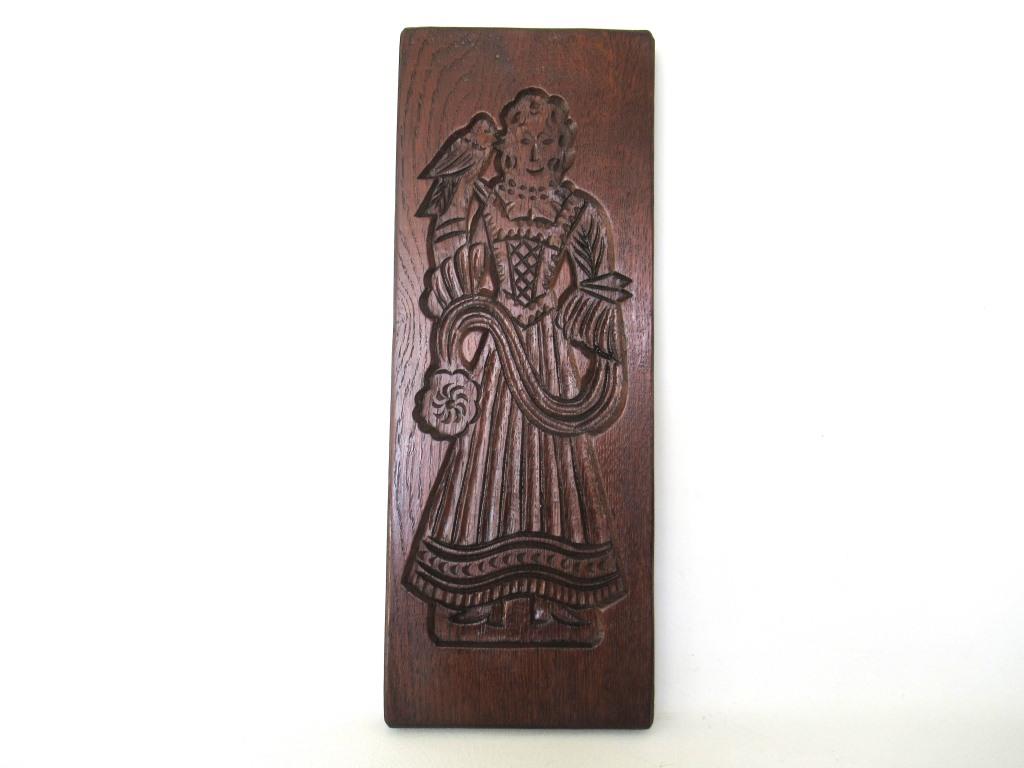 Falconer with lure shaped Cookie mold. Springerle, Antique wall decor from Holland. Falconry gift, Falcon, Man with bird.
